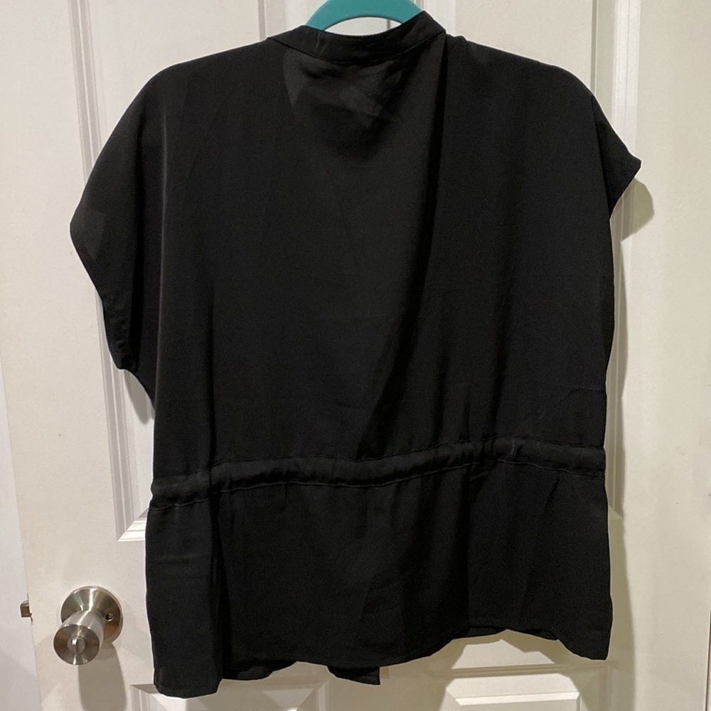 Black Button Front Belted Blouse NWOT - Picture 8 of 10